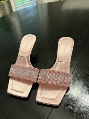 Alexander Wang Pink Crystal-Embellished Slide Mules